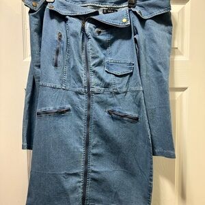 Shein Blue Denim Skirt with Zipper Details